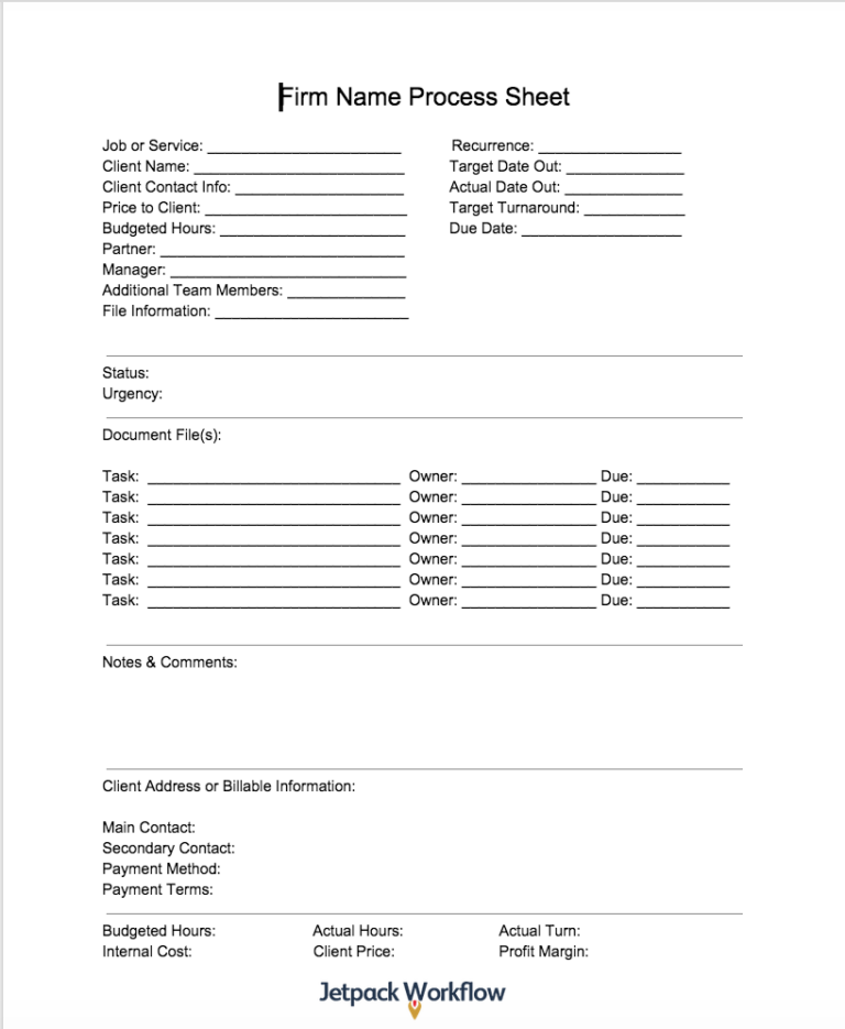 Bookkeeping Process Sheet