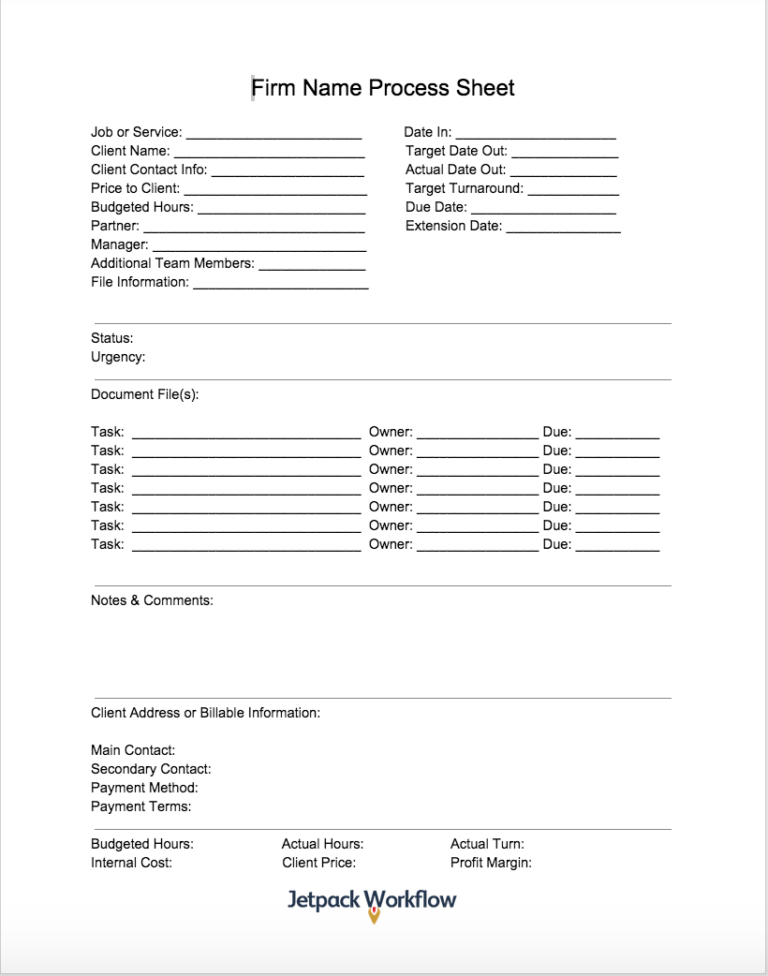 1120 Corp Tax Return Process Sheet