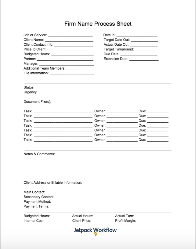 1065 Tax Return Process Sheet